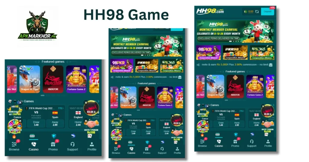 HH98 game home screen